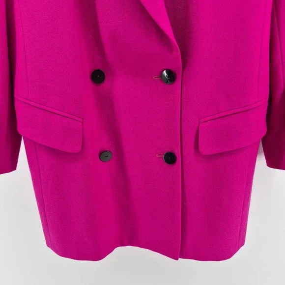 Vtg Classiques Entier Womens Pink Double Breasted Wool Blazer Oversized Size XL - Picture 3 of 13